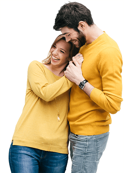 A happy young couple laughing